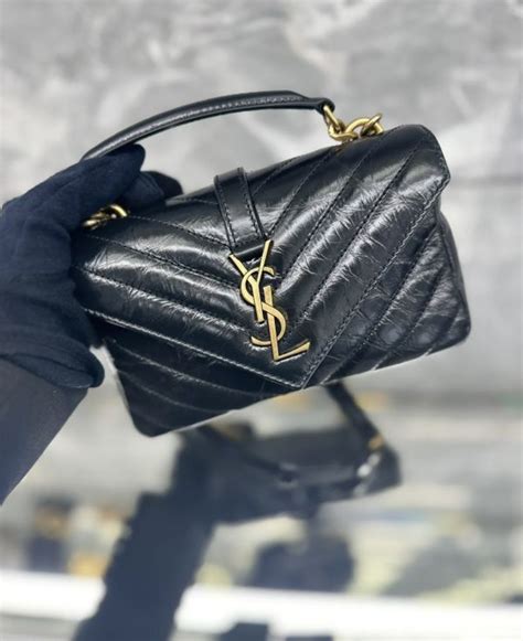 ysl 學院 包 mini 開 箱|Saint Laurent 779430 YSL 迷你 College 學院包 黑色/金鍊.